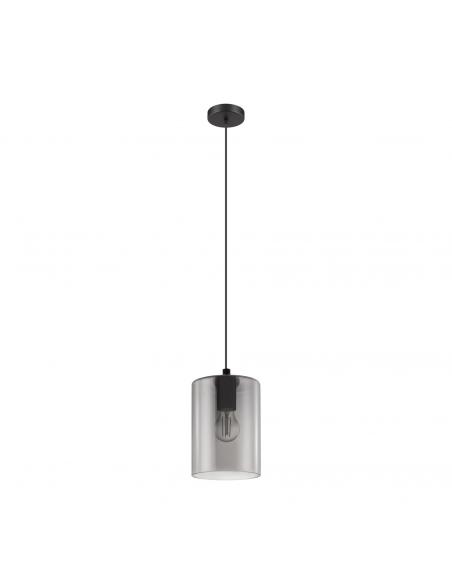 EGLO 98585 - CADAQUES 1 Glass Pendant Lamp in Black Steel and Tinted Glass