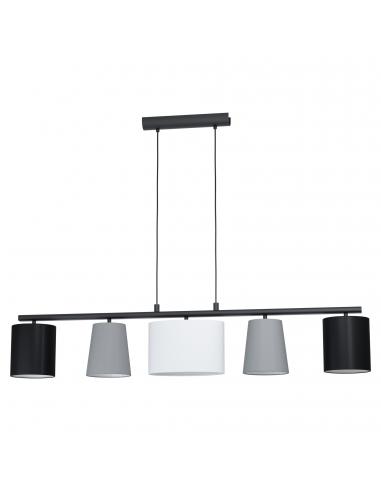 EGLO 98588 - ALMEIDA 1 Black Steel and Textile Fabric Pendant Lamp