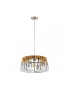 EGLO 32827 - ARTANA Hanging Lamp in Wood in Matte Nickel Steel and Wood