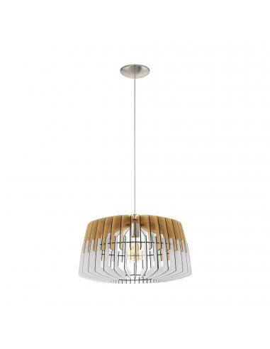 EGLO 32827 - ARTANA Hanging Lamp in Wood in Matte Nickel Steel and Wood