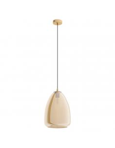 EGLO 98647 - ALOBRASE Glass Pendant Lamp in Brushed Brass Steel