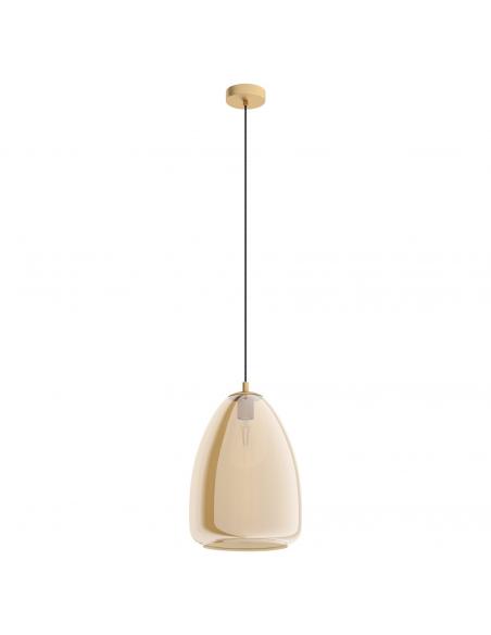 EGLO 98647 - ALOBRASE Glass Pendant Lamp in Brushed Brass Steel