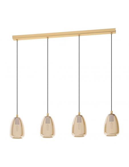 EGLO 98649 - ALOBRASE Glass Pendant Lamp in Brushed Brass Steel