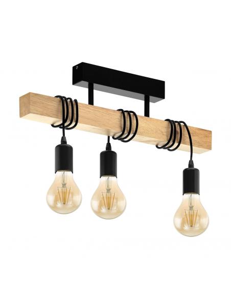 EGLO 43511 - TOWNSHEND Living Room Lamp in Steel, black wood, brown