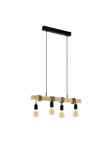 EGLO 43512 - TOWNSHEND Hanging Lamp made of Wood in Steel, black wood, brown