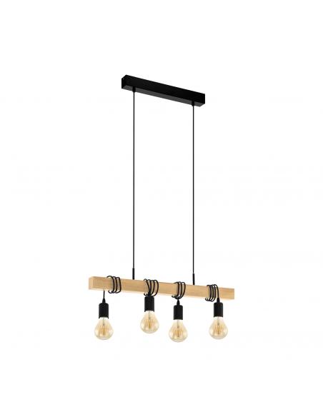 EGLO 43512 - TOWNSHEND Hanging Lamp made of Wood in Steel, black wood, brown
