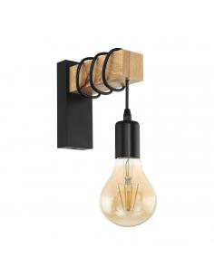 EGLO 32917 - TOWNSHEND Lámpara de Salón en Acero, madera negro, marrón