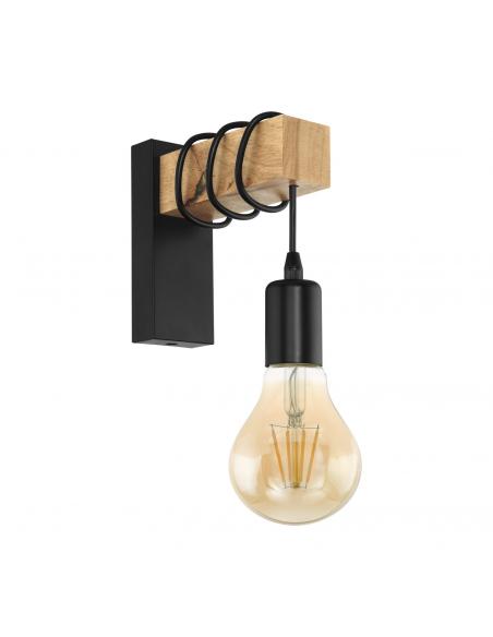 EGLO 32917 - TOWNSHEND Lámpara de Salón en Acero, madera negro, marrón