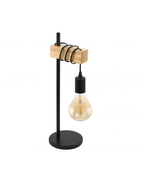EGLO 43515 - TOWNSHEND Living Room Lamp in Steel, black wood, brown