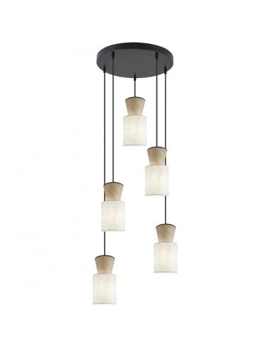 5L AOSTA BEIGE/WOOD PENDANT 5 X 60W E-27