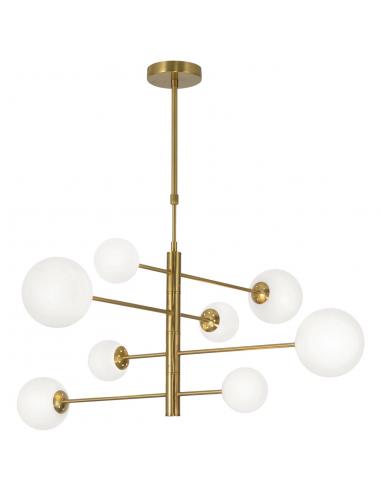 8L COSMICA BRASS OPAL LAMP 8 X 28W G-9