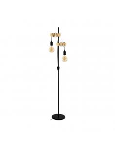 EGLO 43516 - TOWNSHEND Living Room Lamp in Steel, black wood, brown