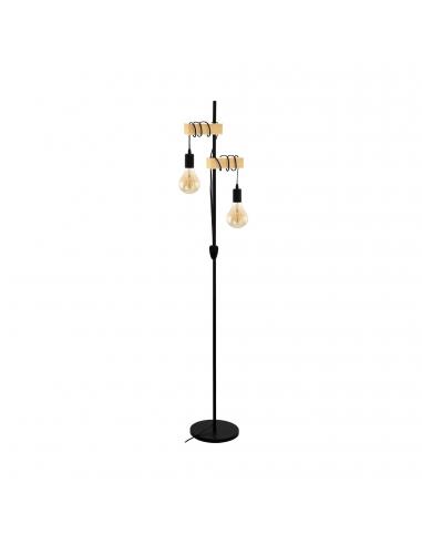 EGLO 43516 - TOWNSHEND Living Room Lamp in Steel, black wood, brown