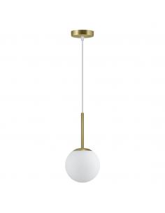 PENDANT 1L.PORTILE BRASS-OPAL 1 X 40W E-14 - TULIPA 15CM