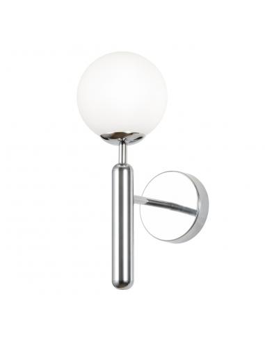 FICUS CHROME OPAL BALL WALL LIGHT 1 X 28W G-9