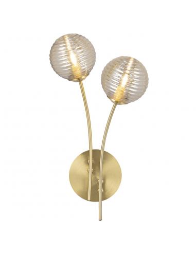 2L ROCHE BRASS WALL LIGHT - AMBER 2 X 30W G9