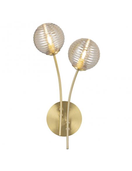 2L ROCHE BRASS WALL LIGHT - AMBER 2 X 30W G9