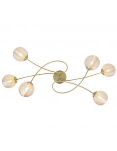 6L ROCHE BRASS CEILING LIGHT - AMBER 6 X 30W G9