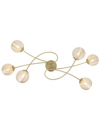 6L ROCHE BRASS CEILING LIGHT - AMBER 6 X 30W G9