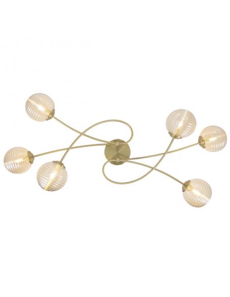 6L ROCHE BRASS CEILING LIGHT - AMBER 6 X 30W G9