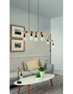 EGLO 43512 - TOWNSHEND Hanging Lamp made of Wood in Steel, black wood, brown 2