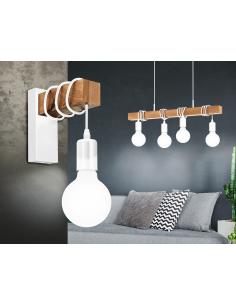 EGLO 43704 - TOWNSHEND Wooden Pendant Lamp in White Steel and Wood 2