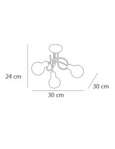 3L OPAL NICKEL SATIN CEILING LIGHT. 3 X 40W E-14 2