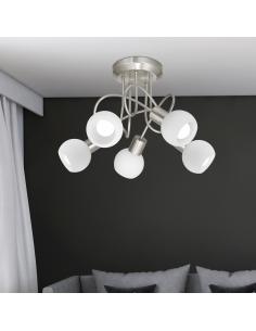 5L OPAL CEILING LIGHT SATIN NICKEL. 5 X 40W E-14 2