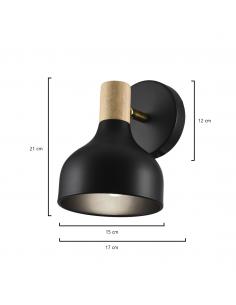 ARAN BLACK-WOOD WALL LIGHT 1 X 40W E-14 2