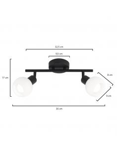 2L OPAL BLACK MATTE STRIP 2 X 40W E-14 2
