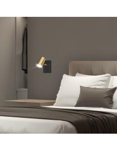 WALL LAMP 1L PAROS BLACK-LEATHER 1 X 10W GU-10 2