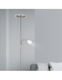 PIE SALON ATOS NIQUEL SATINADO LED 18W 4000K + 1X40W E-14 2