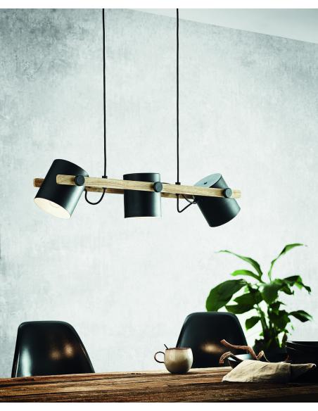 EGLO 43045 - HORNWOOD Pendant Lamp in Steel and Wood