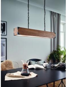 EGLO 43159 - HARBOROUGH Wooden Pendant Lamp in Black Steel and Wood 2