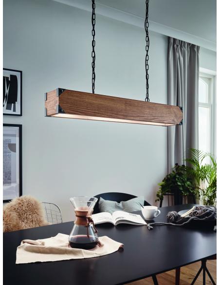 EGLO 43159 - HARBOROUGH Pendant Lamp in Steel and Wood