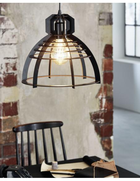 EGLO 49158 - IPSWICH Pendant Lamp in Steel and Wood