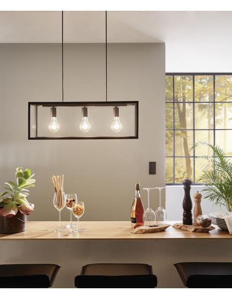 EGLO 49393 - CHARTERHOUSE Pendant Lamp in Steel and Glass