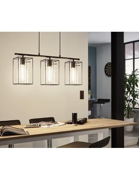 EGLO 49496 - LONCINO Pendant lamp in Steel and Tinted Glass