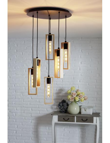 EGLO 49549 - LITTLETON Pendant Lamp in Steel and Wood