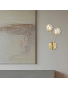 2L ROCHE BRASS WALL LIGHT - AMBER 2 X 30W G9 2