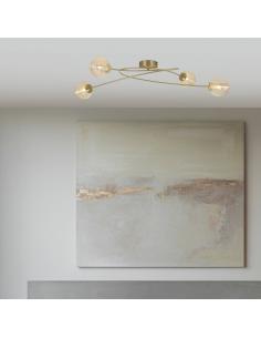 4L ROCHE BRASS CEILING LIGHT - AMBER 4 X 30W G9 2