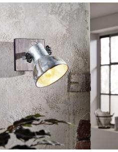 EGLO 49648 - BARNSTAPLE LED spotlight in Wood, brown-patina steel, black and Steel 2