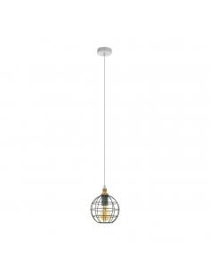 EGLO 33034 - ITCHINGTON 1 Hanging lamp made of Wood in Steel, gray-patina wood