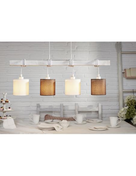 EGLO 49927 - TOWNSHEND 2 Pendant lamp in Steel, wood and textile, linen
