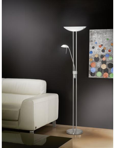 EGLO 85971 - BAYA Floor Lamp in Steel and Satin Glass
