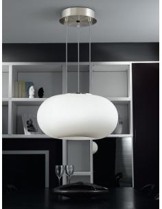 EGLO 86813 - OPTICA Crystal Pendant Lamp in Matte Nickel Steel and Matte Opal Glass 2