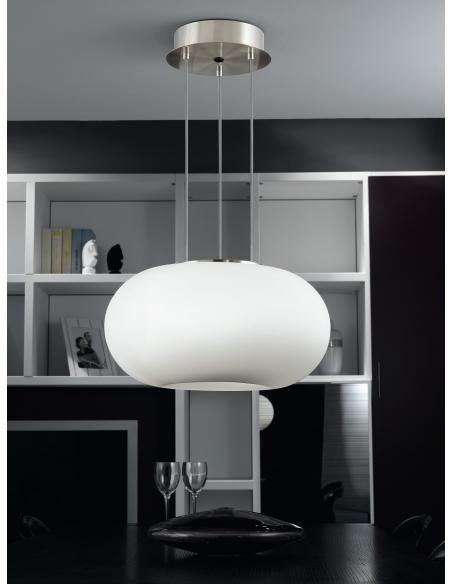EGLO 86813 - OPTICA Pendant lamp in Steel and matte opal glass