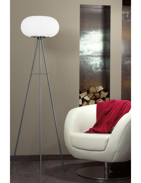 EGLO 86817 - OPTICA Floor lamp in Steel and matte opaline glass