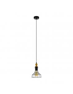 EGLO 33043 - BAMPTON 1 Hanging Lamp in Steel Wood, brown wood