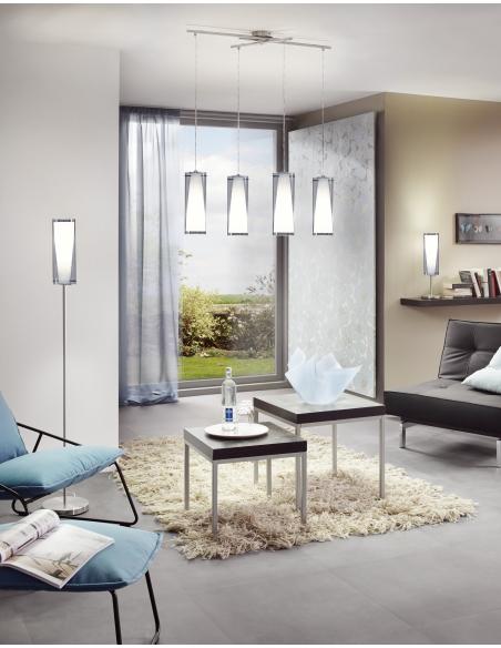 EGLO 90305 - PINTO NERO Pendant lamp in Steel and tinted glass, matte opaline glass